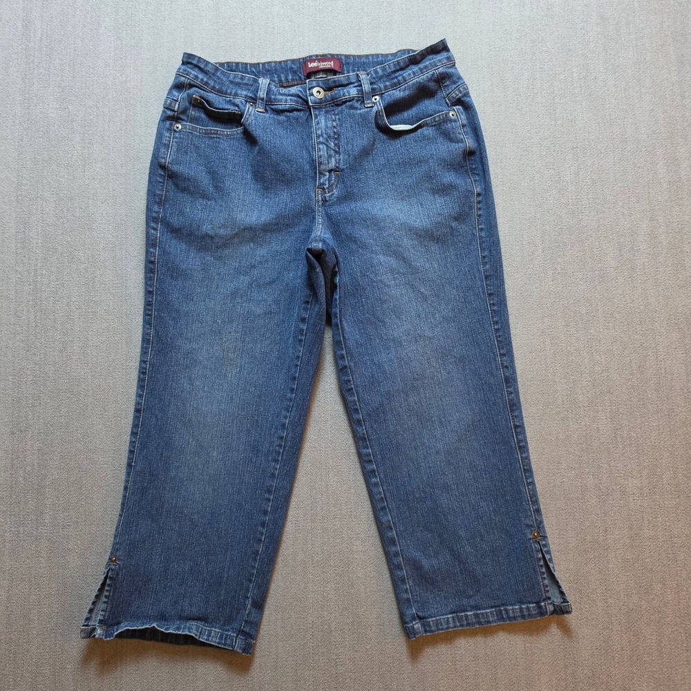 Lee Riveted Ultimate 5 Capri Jeans Womens 12Medium Blue Denim Side Slit Crop